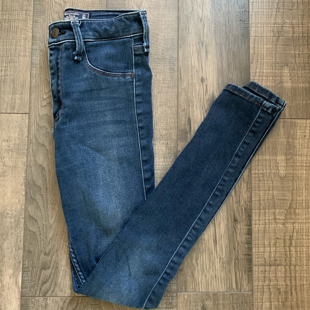dark blue abercrombie high rise jean legging